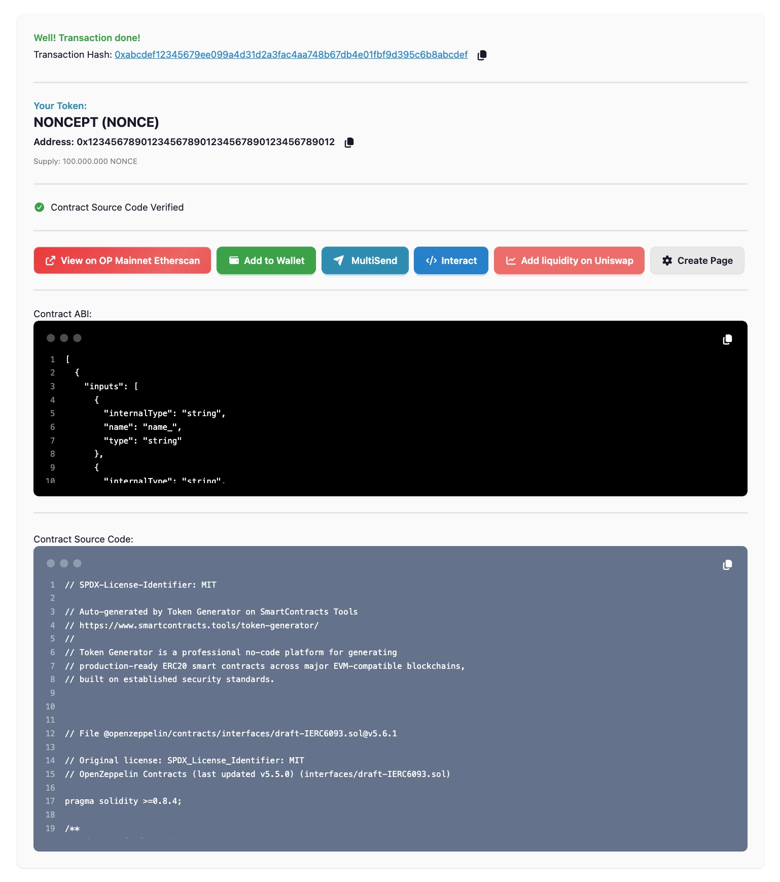 Token Generator Transaction
